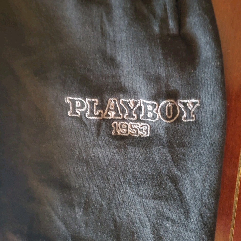 Playboy 1953 Black Sweatpants Embroidered Sz M - Picture 4 of 9